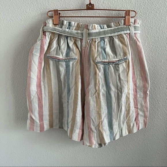 GAP Pastel Striped Linen Paperbag Waist Shorts 8 Tall - Picture 2 of 10